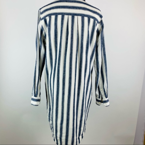 Madewell Striped Lace Up Linen Blend Shirt Dress S - Picture 9 of 12